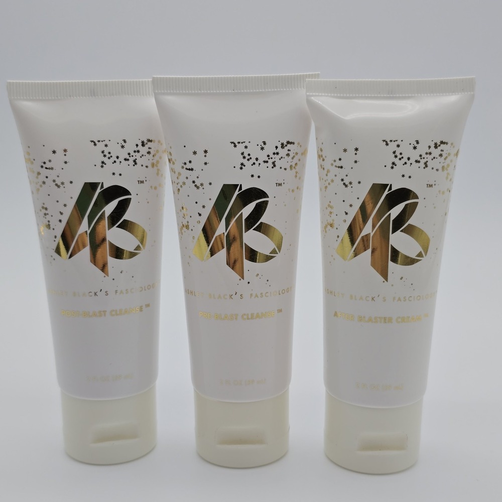 Ashley Black Fasciology 3pc Set Pre Post Blast Cleanse After Blaster Cream 2oz